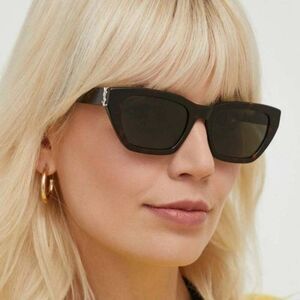 NEW Saint Laurent SLM127/F 003 Shiny Havana Green Cat Eye Women Sunglasses